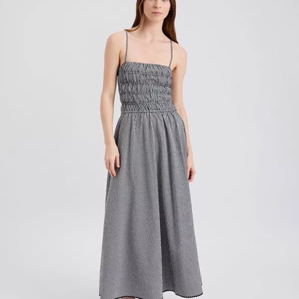 Solid and Striped Black Gingham Dress